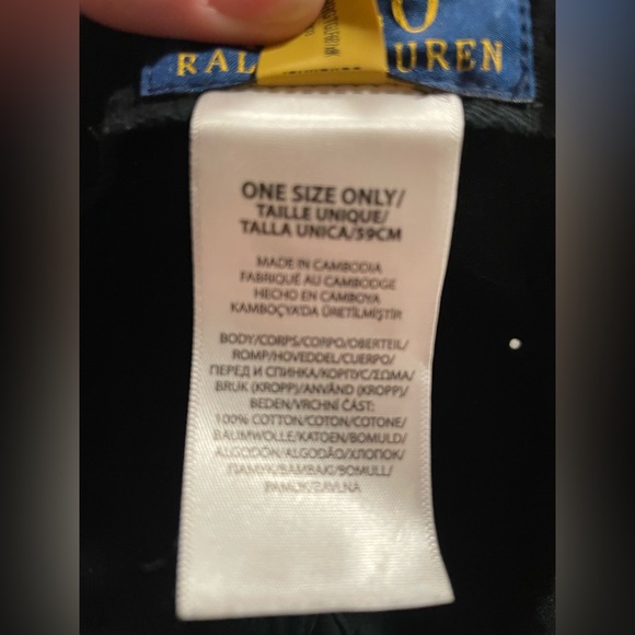 Polo Ralph Lauren Hat Navy Black Big Pony Logo Monochrome Strap Back - Picture 3 of 6